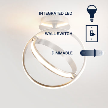 Nicole Modern Minimalist Aluminum Ring Integrated LED Semi Flush Mount - JONATHAN Y